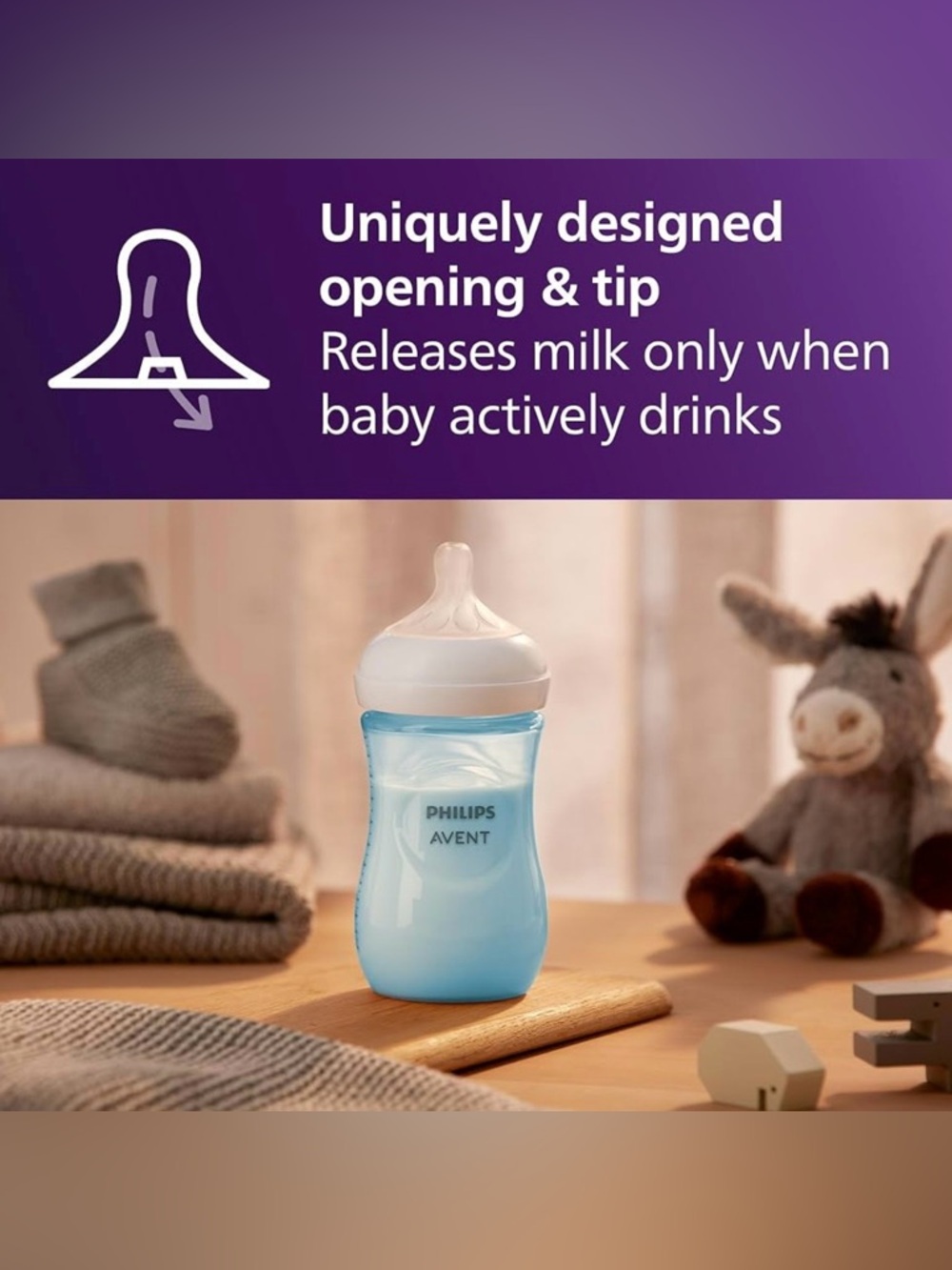 👶🍼 Philips Avent Natural Baby Bottles – 9oz Blue 4-Pack - Picture 3 of 12
